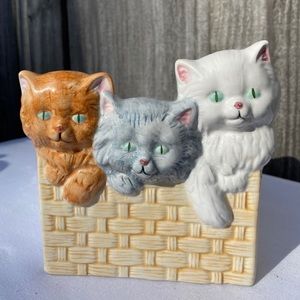 Vintage 3 Little Kittens in a Basket - NAPCO Japan